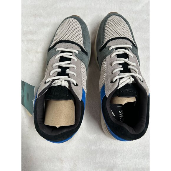 Toms Mens Arroyo Sneakers Size 9 Admiral Blue Pebble Gray Nubuck Mesh EcoX40 New - Picture 1 of 6